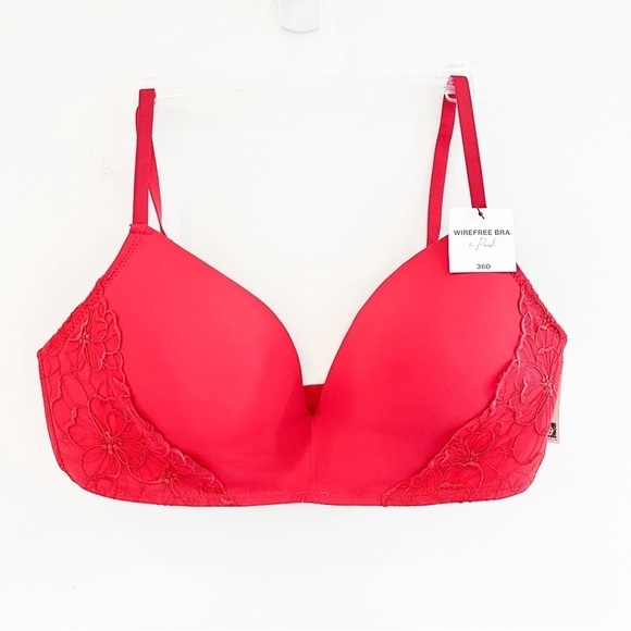 NWT Ann Klein 36D Red Wirefree Bra - Picture 1 of 7